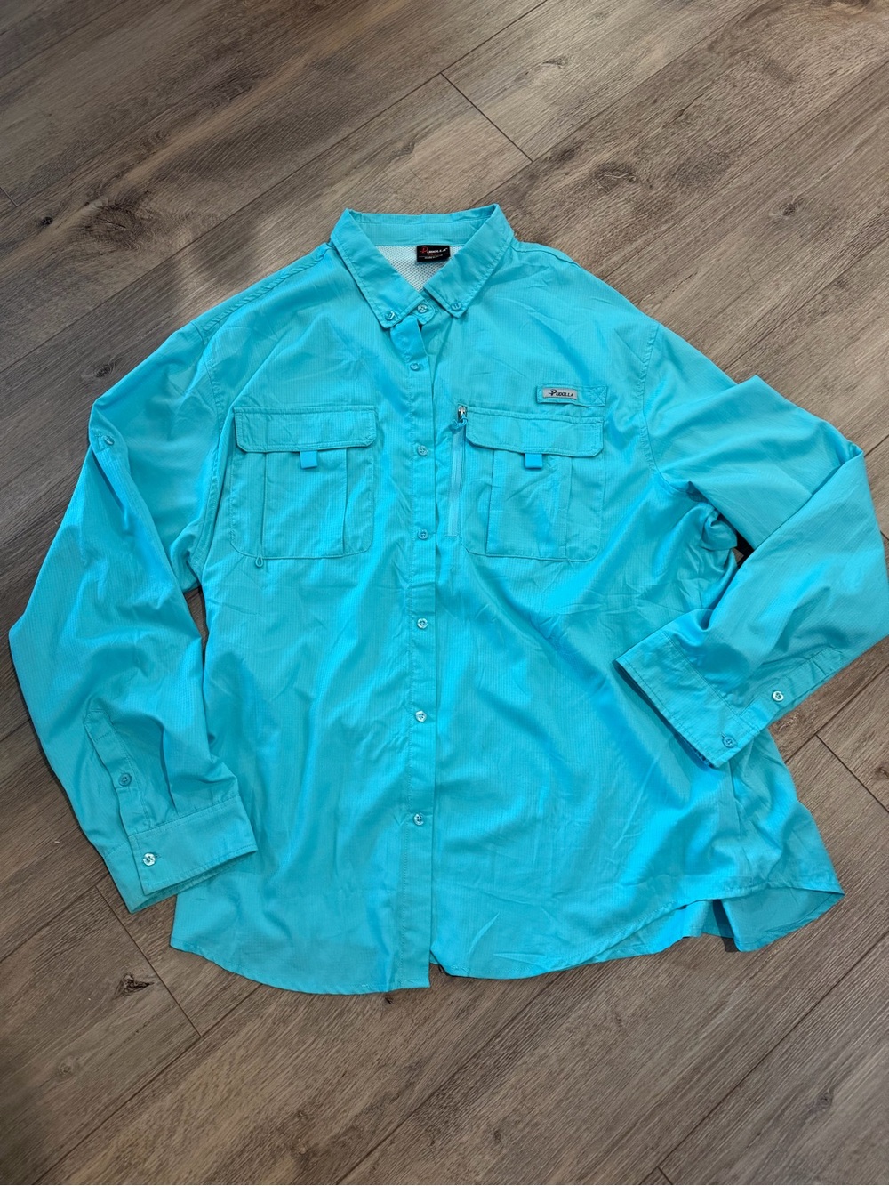 Pudolla Men's Turquoise Button-Down Shirt